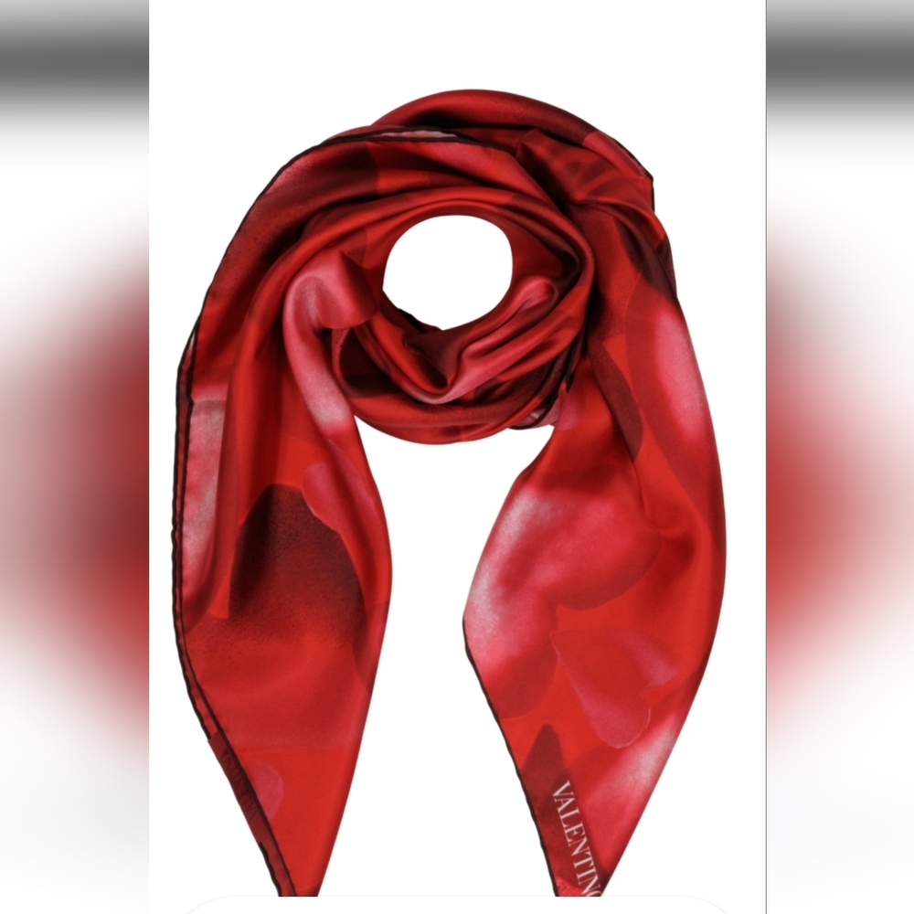 Valentino orange and red Silk Scarf